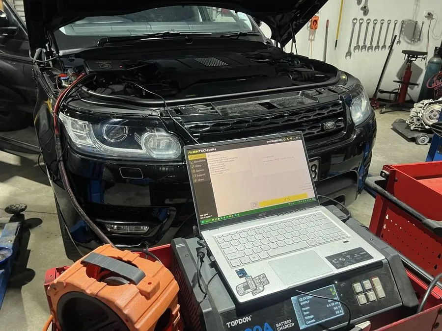 ECU tuning session running on the laptop at the Te Kamo workshop